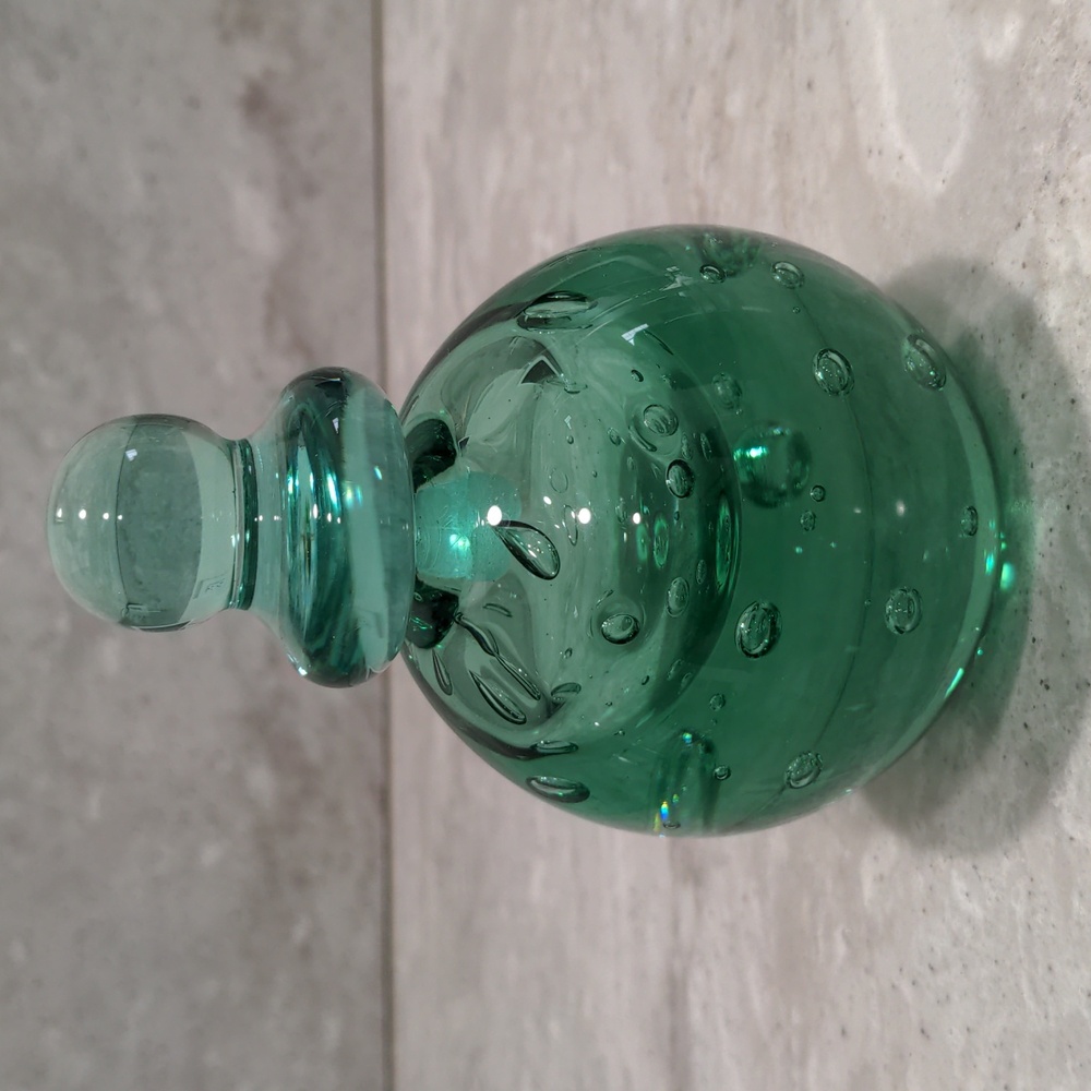 EUC Vintage MMA Green Glass Perfume Bottle